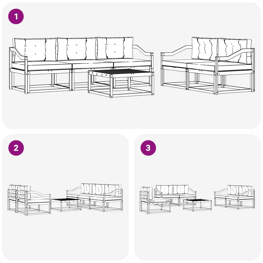 Ensemble de canapés d'extérieur 6 pcs Blanc et anthracite - 6