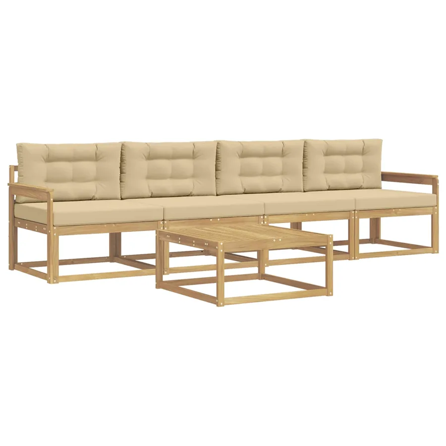 Ensemble de canapés d'extérieur 4 pcs Blanc et Beige - 2
