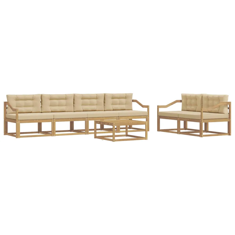 Ensemble de canapés d'extérieur 6 pcs Blanc et Beige - 2