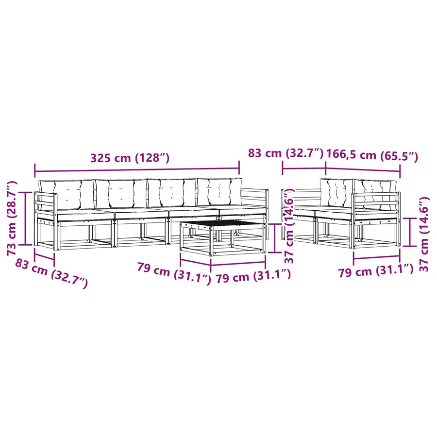 Ensemble de canapés d'extérieur 6 pcs Blanc et anthracite - 7