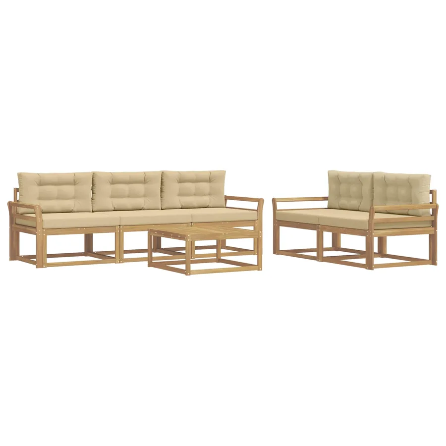 Ensemble de canapés d'extérieur 6 pcs Blanc et Beige - 2