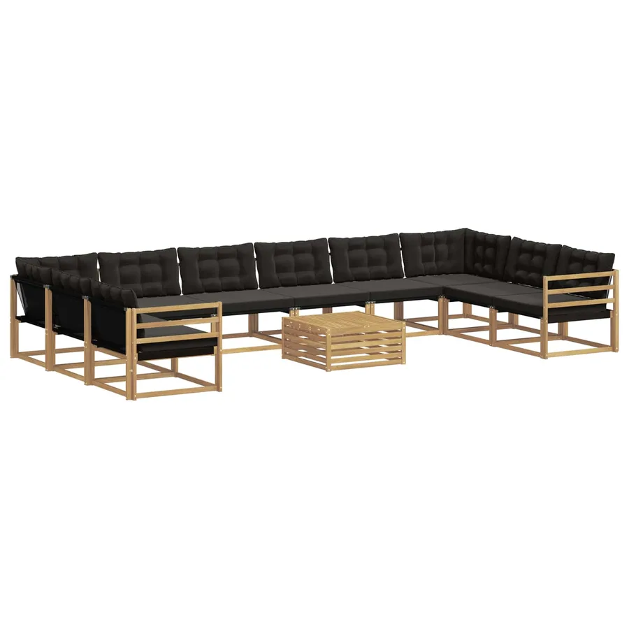 Ensemble de canapés d'extérieur 11 pcs Blanc et noir - 2