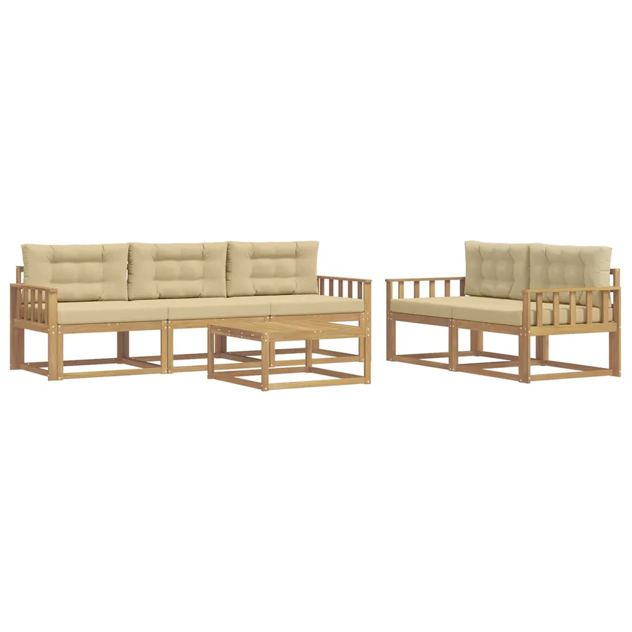 Ensemble de canapés d'extérieur 6 pcs Blanc et Beige - 2