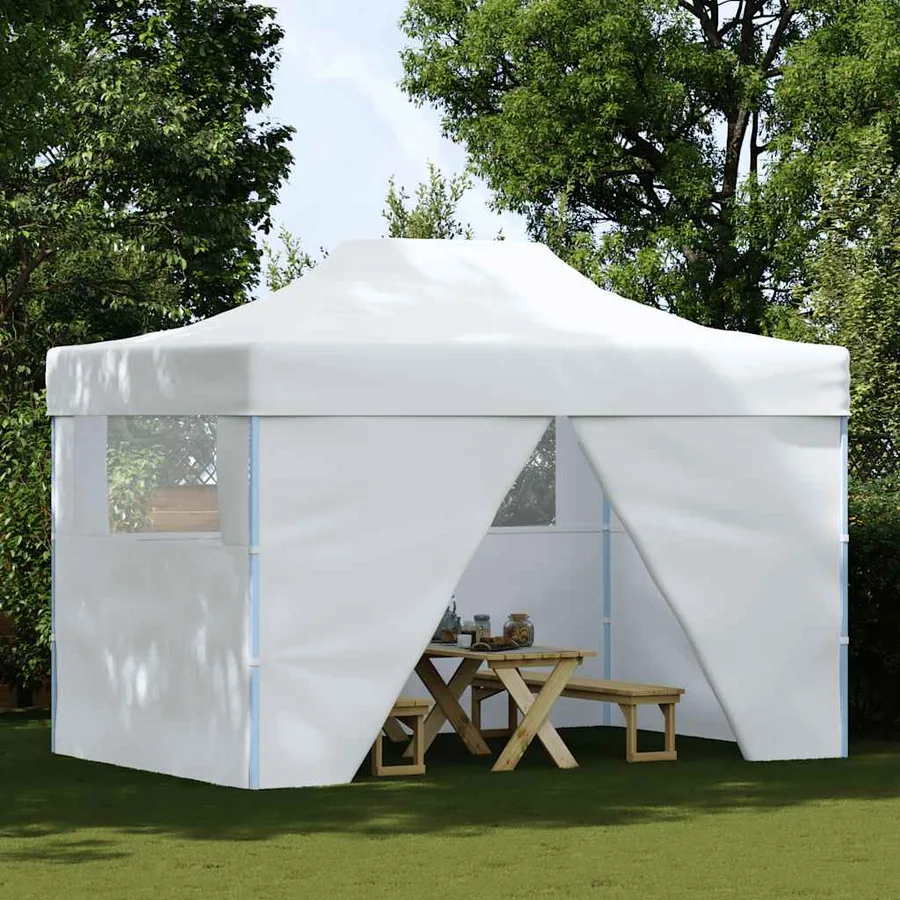 Tente de réception pliable avec 4 parois 280x410x315 cm Acier Blanc - 2