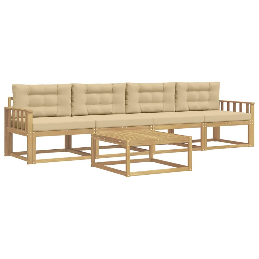 Ensemble de canapés d'extérieur 4 pcs Blanc et Beige - 2