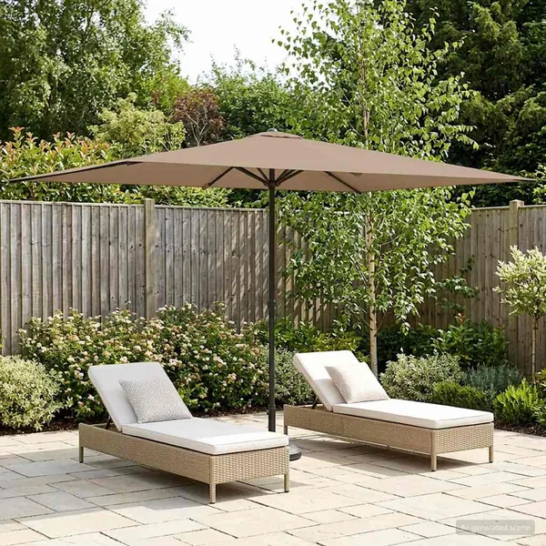 Parasol de jardin 200 x 300 cm Polyester Rectangulaire Taupe