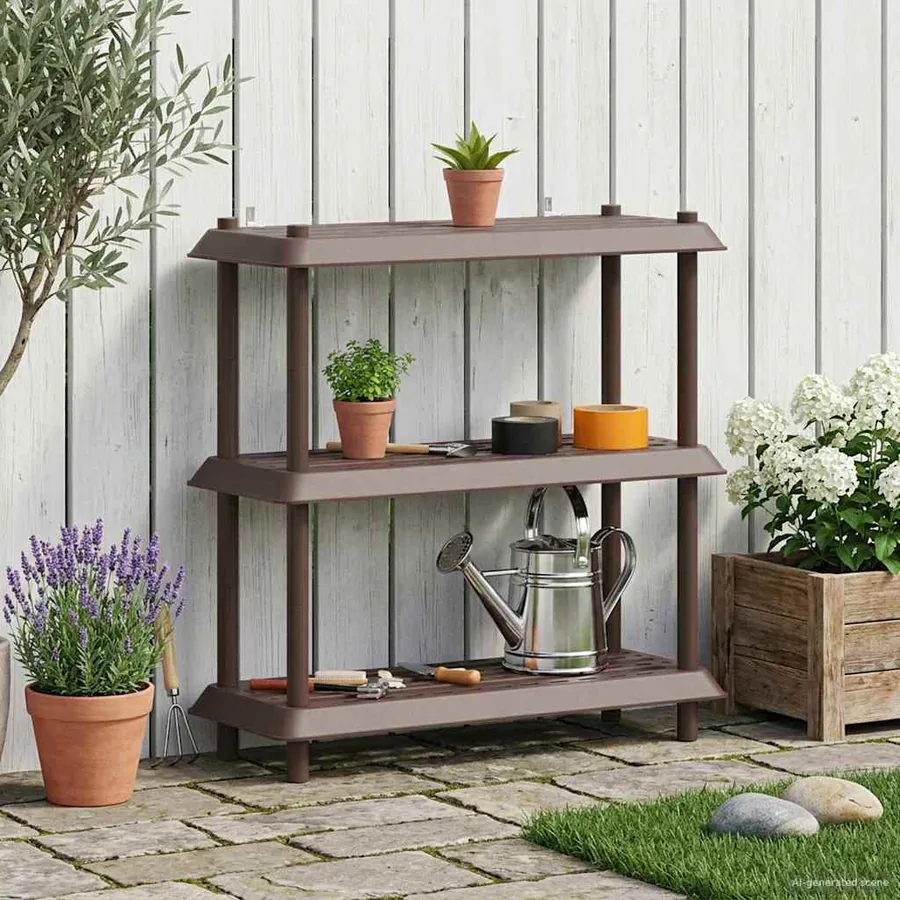 Unité de rangement 3 niveaux 100 x 40 x 96 cm PP Marron