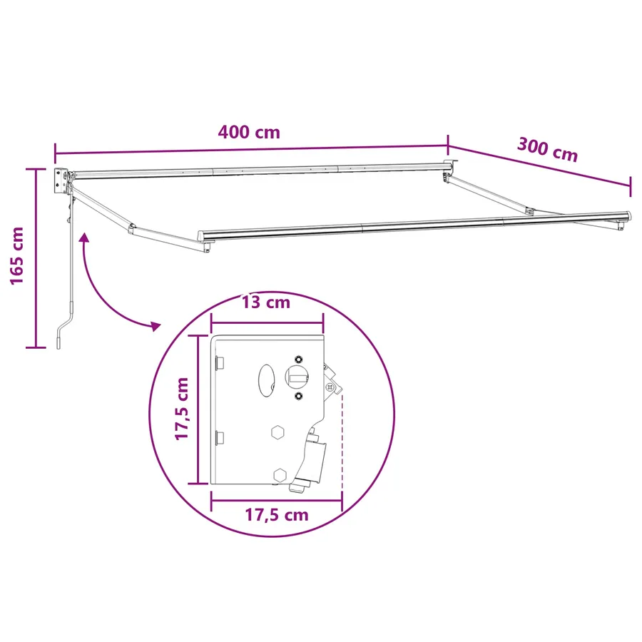 Auvent rétractable Sable 4 × 3 m Polyester et métal - 8