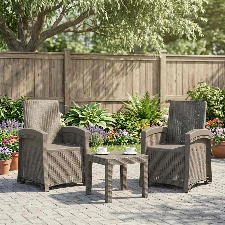 Chaise de jardin inclinable imitant le rotin 2 pcs Gris clair