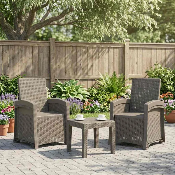 Chaise de jardin inclinable imitant le rotin 2 pcs Gris clair