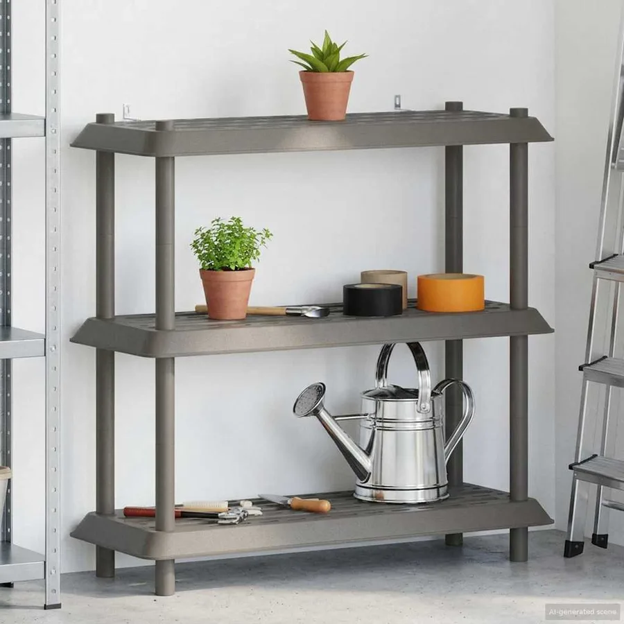 Unité de rangement 3 niveaux 100 x 40 x 96 cm PP Gris clair - 4