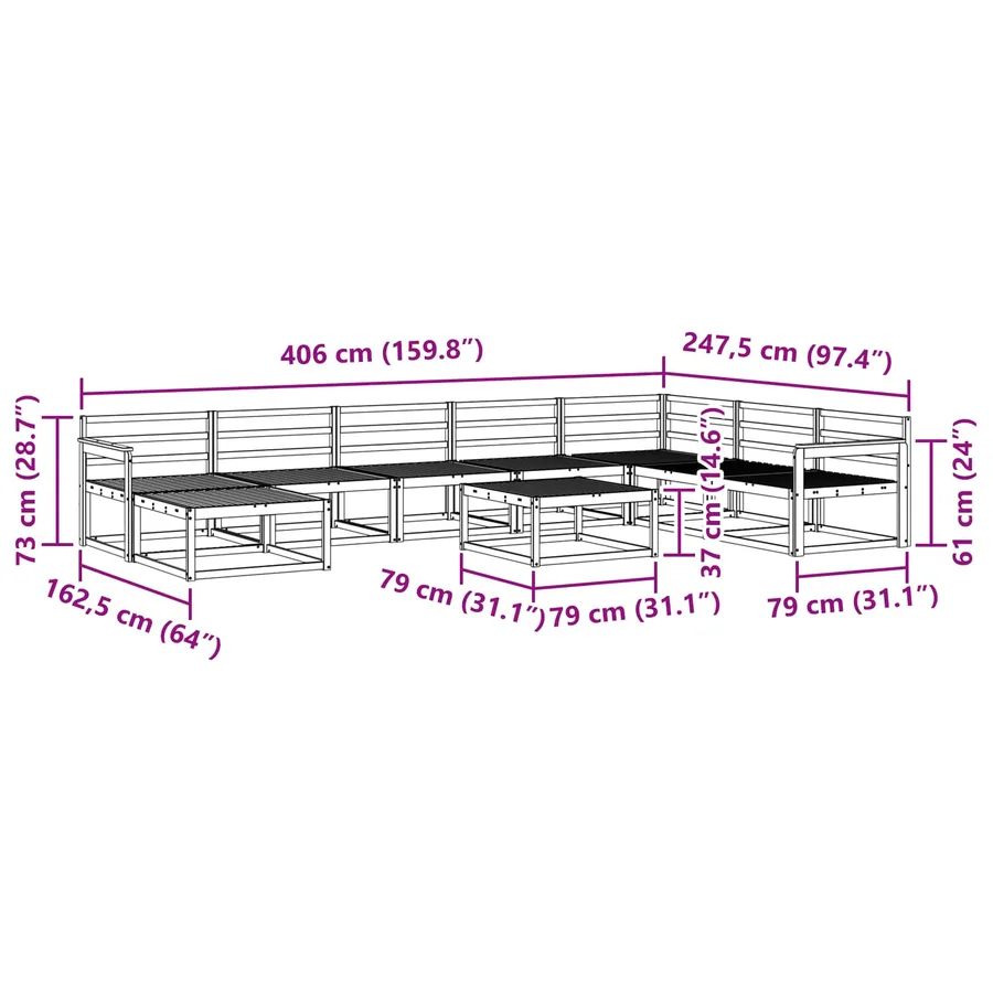 Ensemble de canapés d'extérieur 9 pcs Blanc - 9
