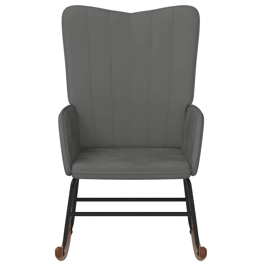 Chaise à bascule Gris foncé Velours - 3