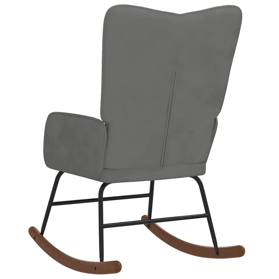 Chaise à bascule Gris foncé Velours - 5