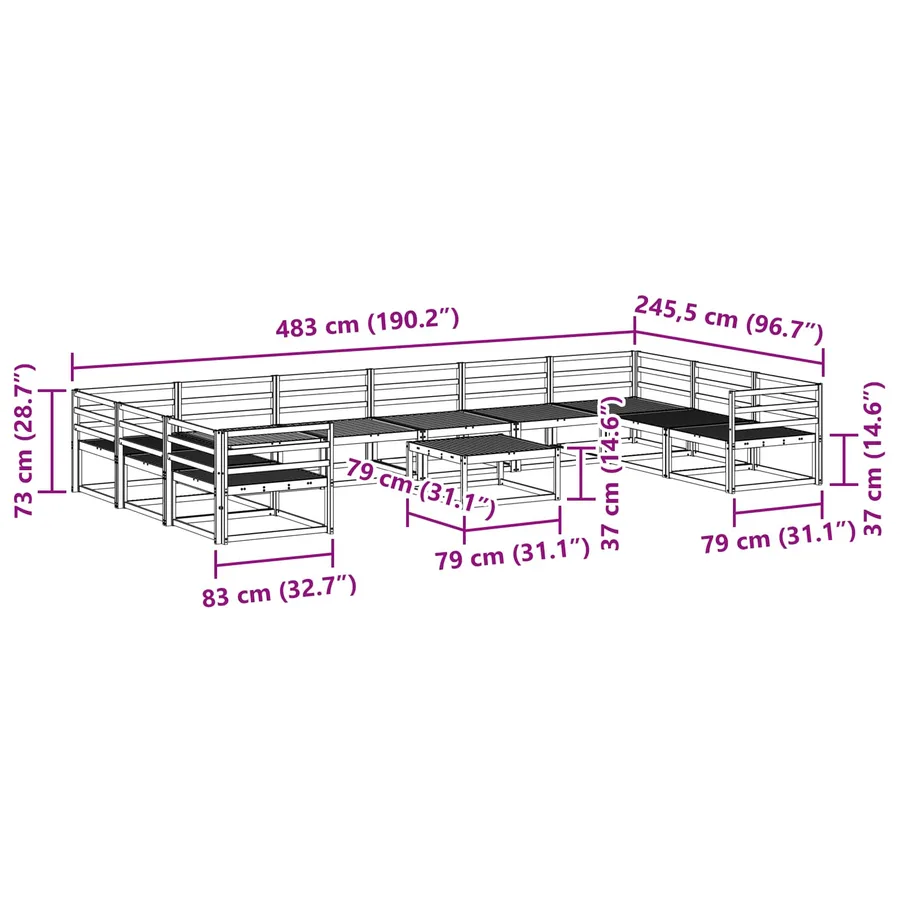 Ensemble de canapés d'extérieur 11 pcs Blanc - 9