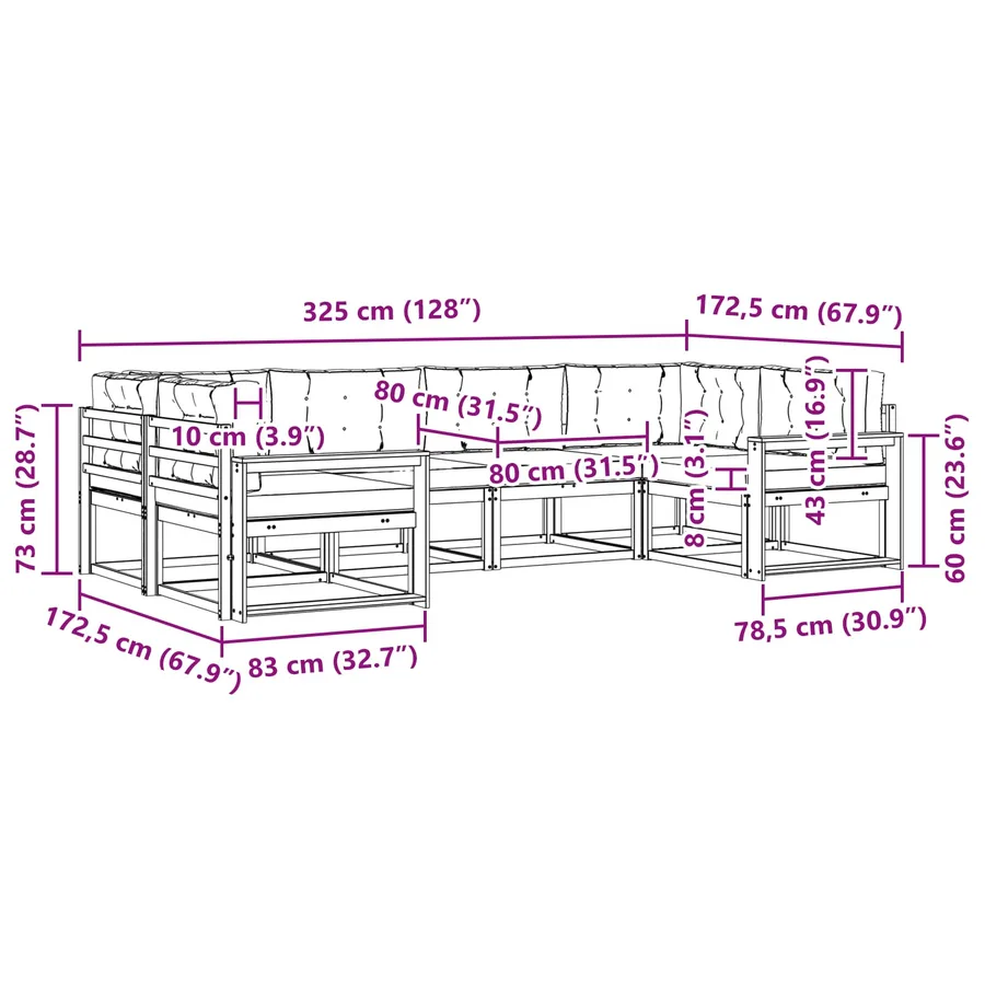 Ensemble de canapés d'extérieur 6 pcs Blanc - 6