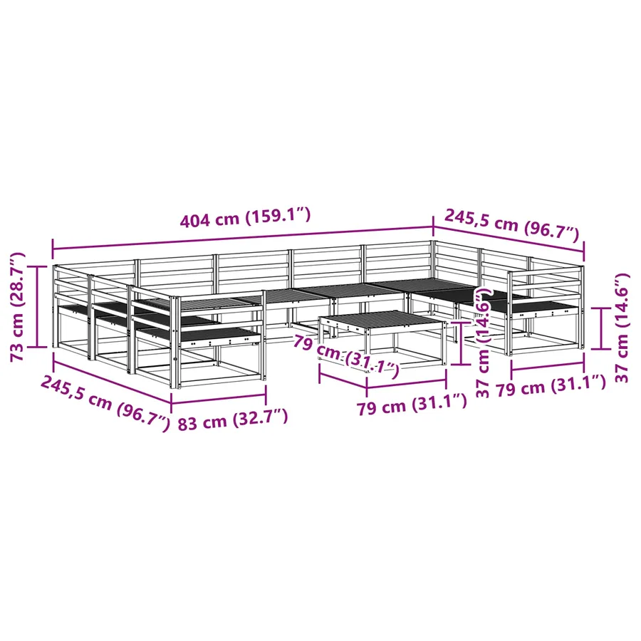 Ensemble de canapés d'extérieur 10 pcs Blanc - 9