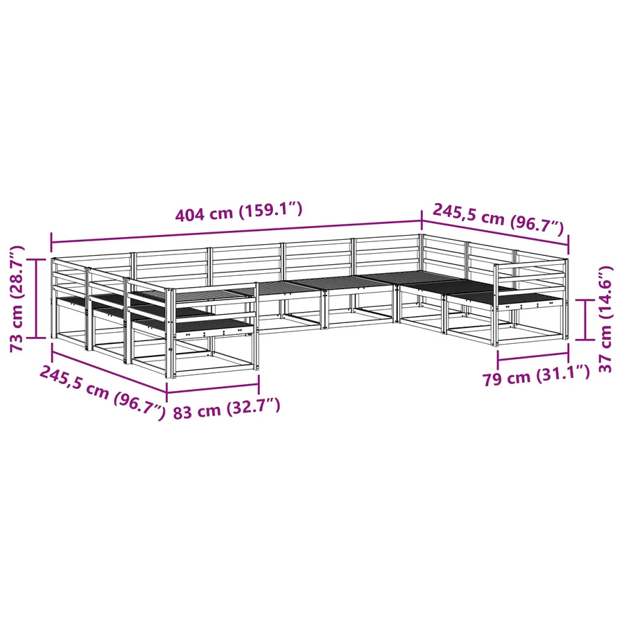 Ensemble de canapés d'extérieur 9 pcs Blanc 404 x 245,5 x 73 cm - 7