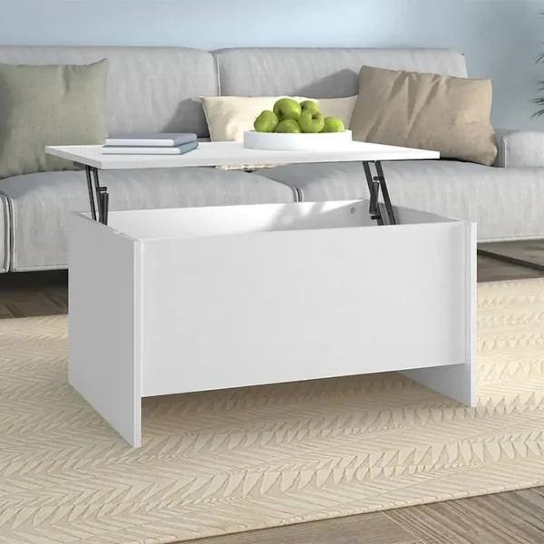 Table basse blanc 80x55,5x41,5 cm bois d'ingénierie