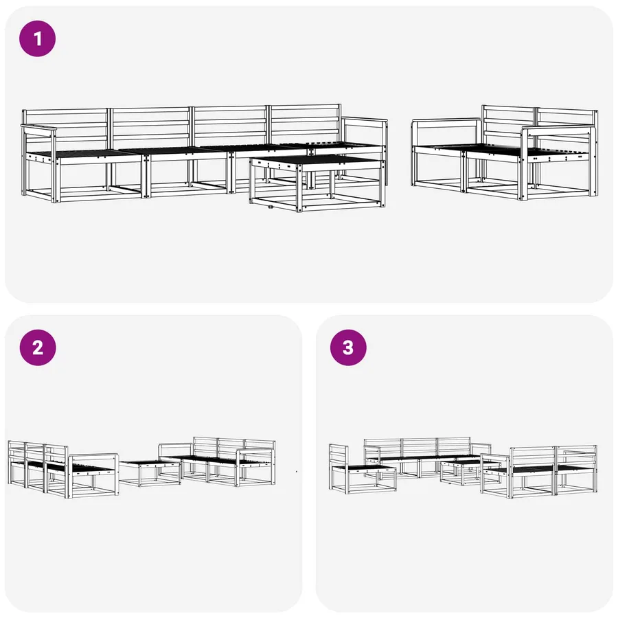 Ensemble de canapés d'extérieur 7 pcs Blanc - 7