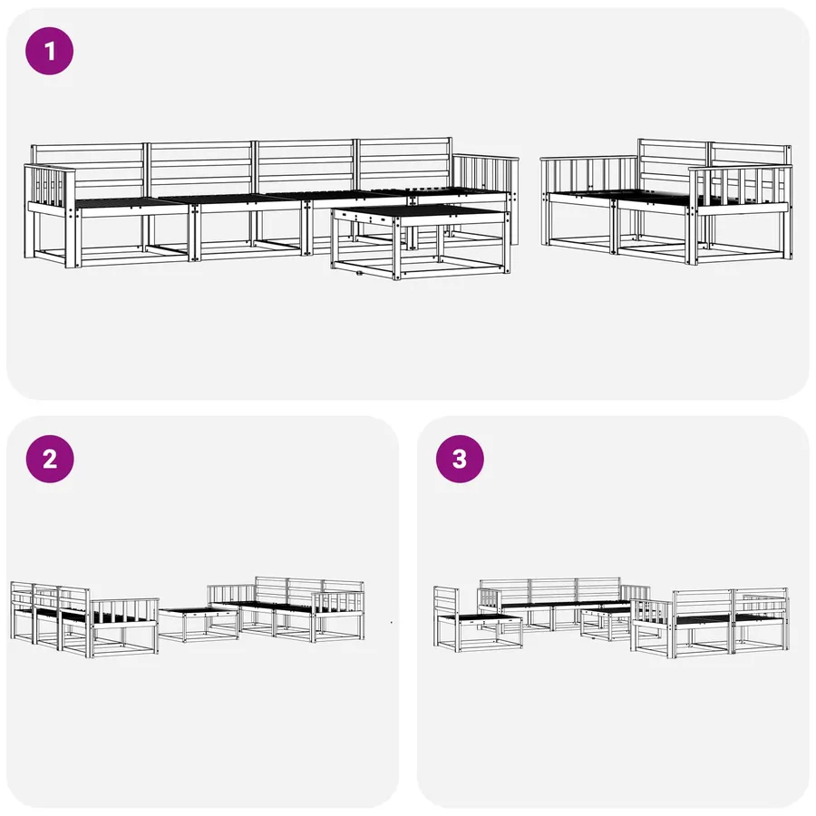Ensemble de canapés d'extérieur 7 pcs Blanc - 7