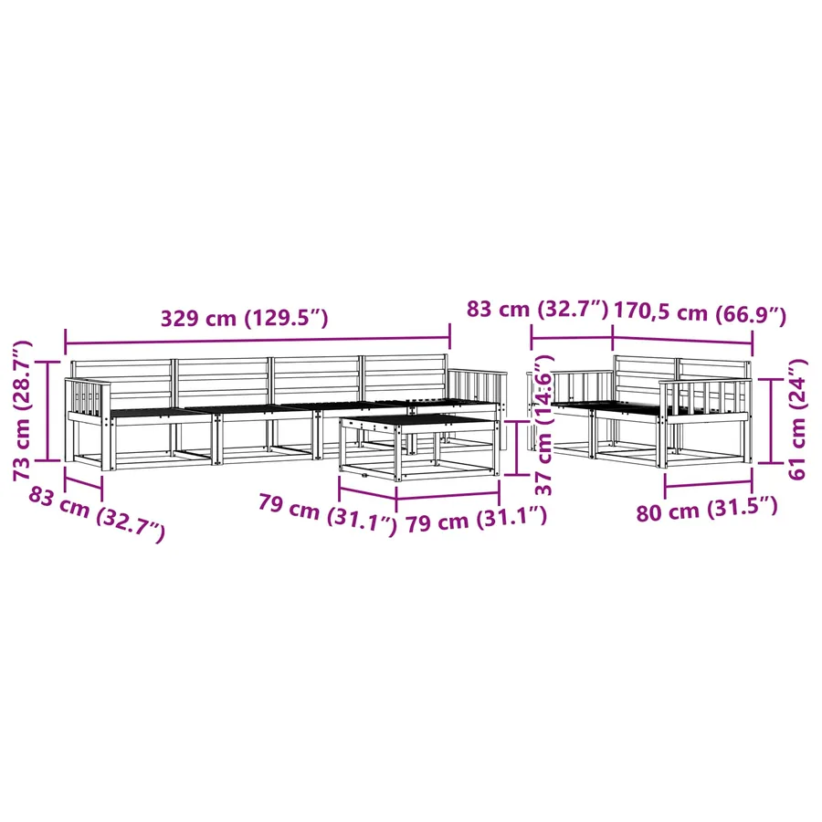 Ensemble de canapés d'extérieur 7 pcs Blanc - 8