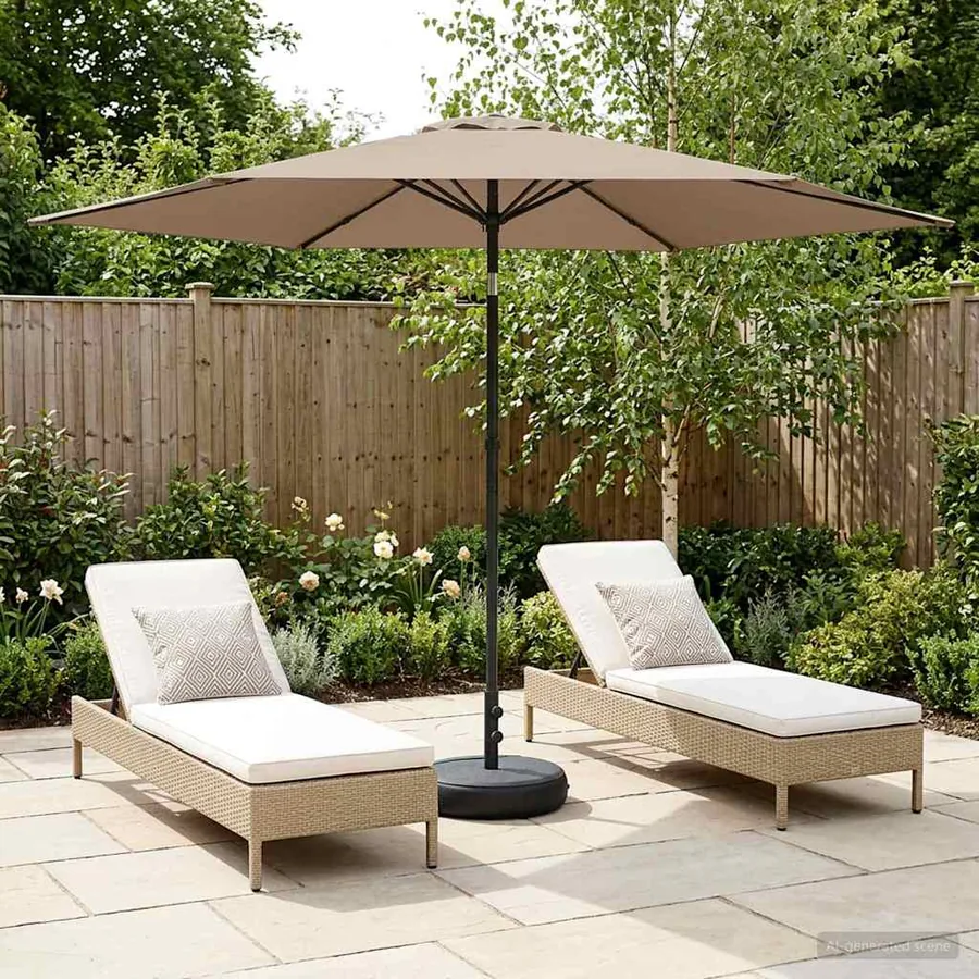 Parasol de jardin avec base 300 x 300 cm Polyester