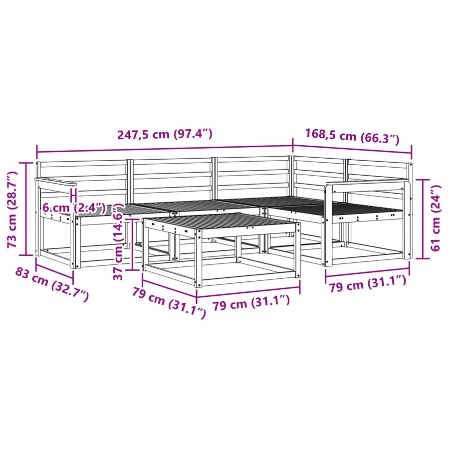 Ensemble de canapés d'extérieur 5 pcs Blanc 79 x 79 x 37 cm - 8