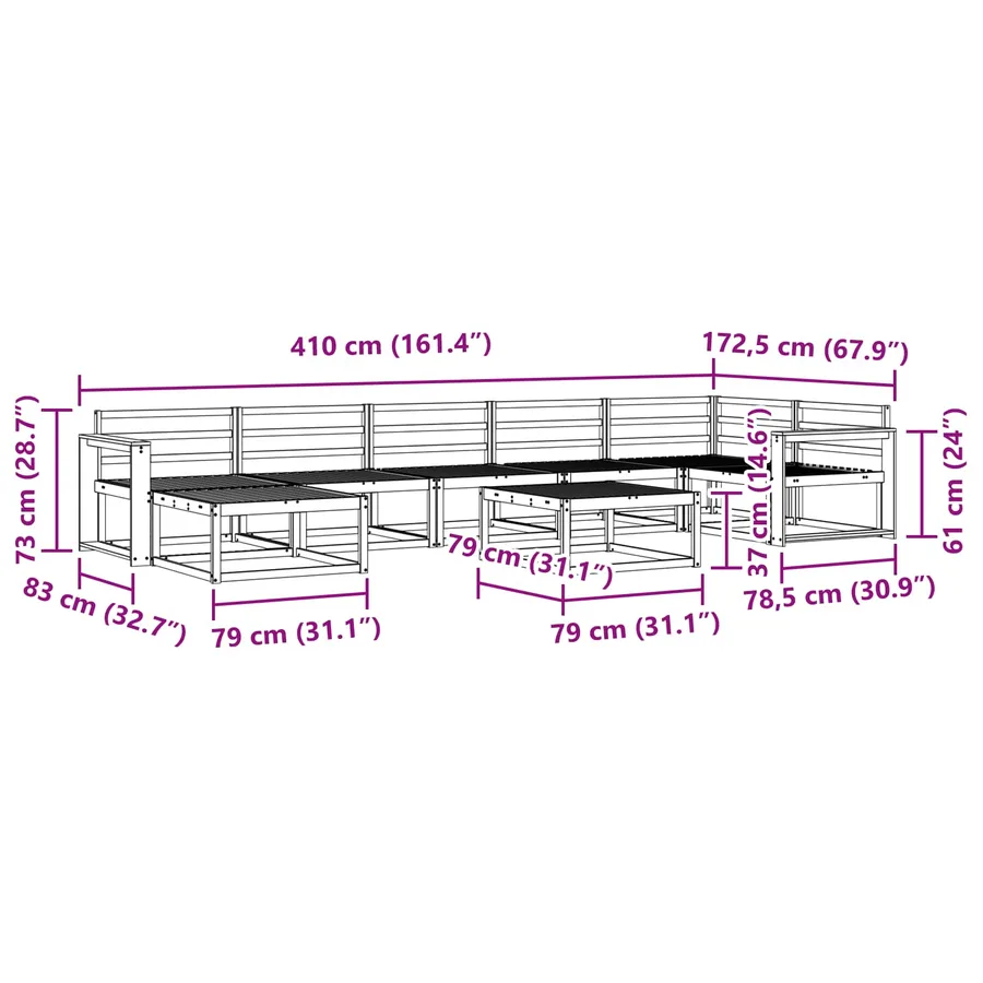 Ensemble de canapés d'extérieur 8 pcs Blanc - 8