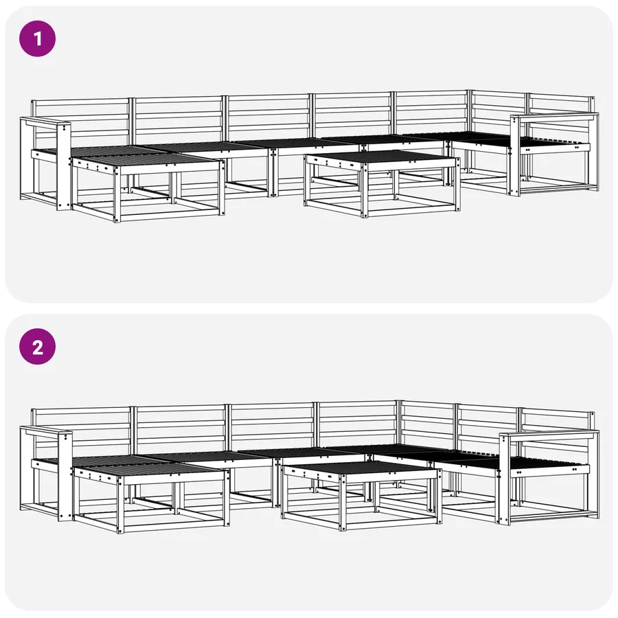 Ensemble de canapés d'extérieur 8 pcs Blanc - 9