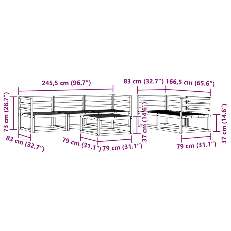 Ensemble de canapés d'extérieur 6 pcs Blanc - 8