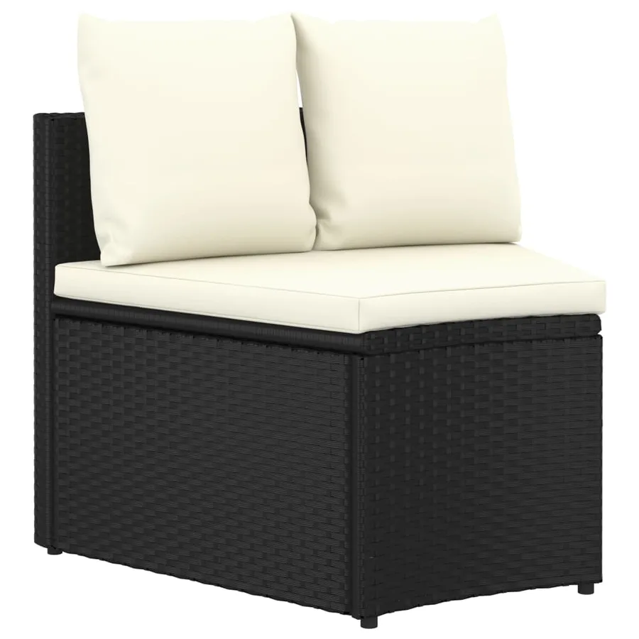 Salon de jardin 9 pcs avec coussins Résine tressée Noir - 4