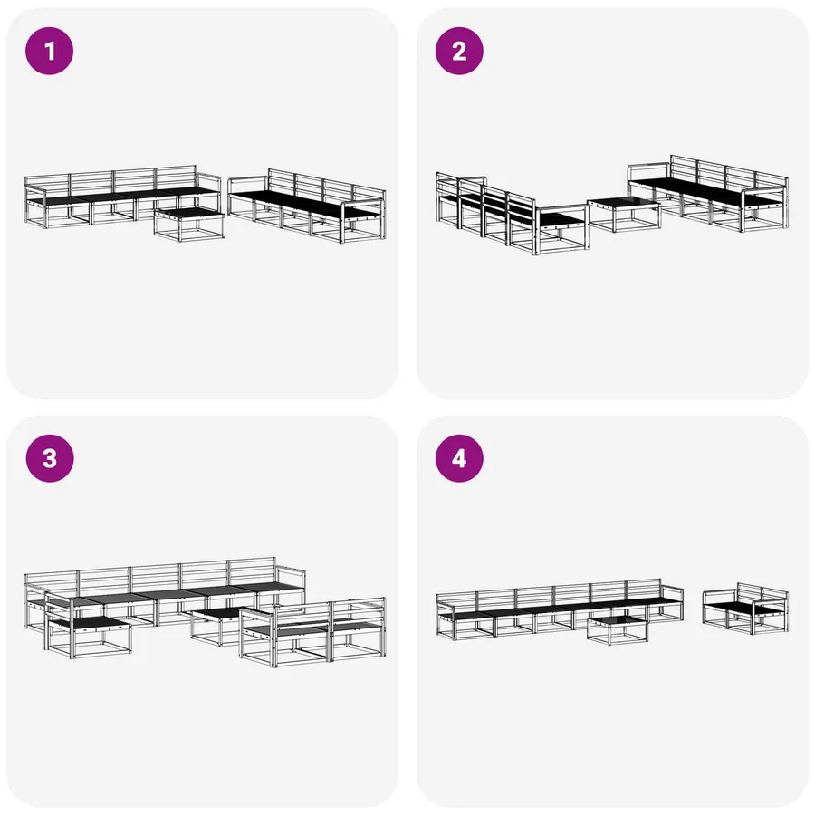 Ensemble de canapés d'extérieur 9 pcs Blanc 79 x 79 x 37 cm - 7
