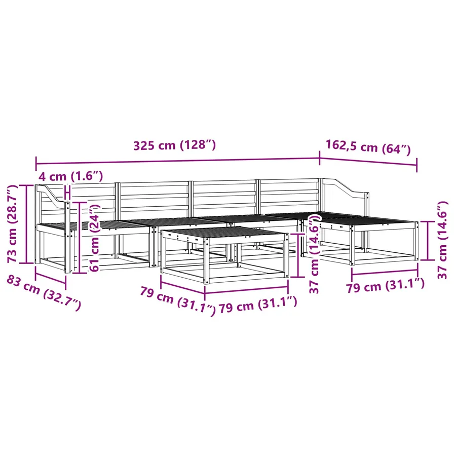 Ensemble de canapés d'extérieur 6 pcs Blanc 79 x 79 x 37 cm - 8