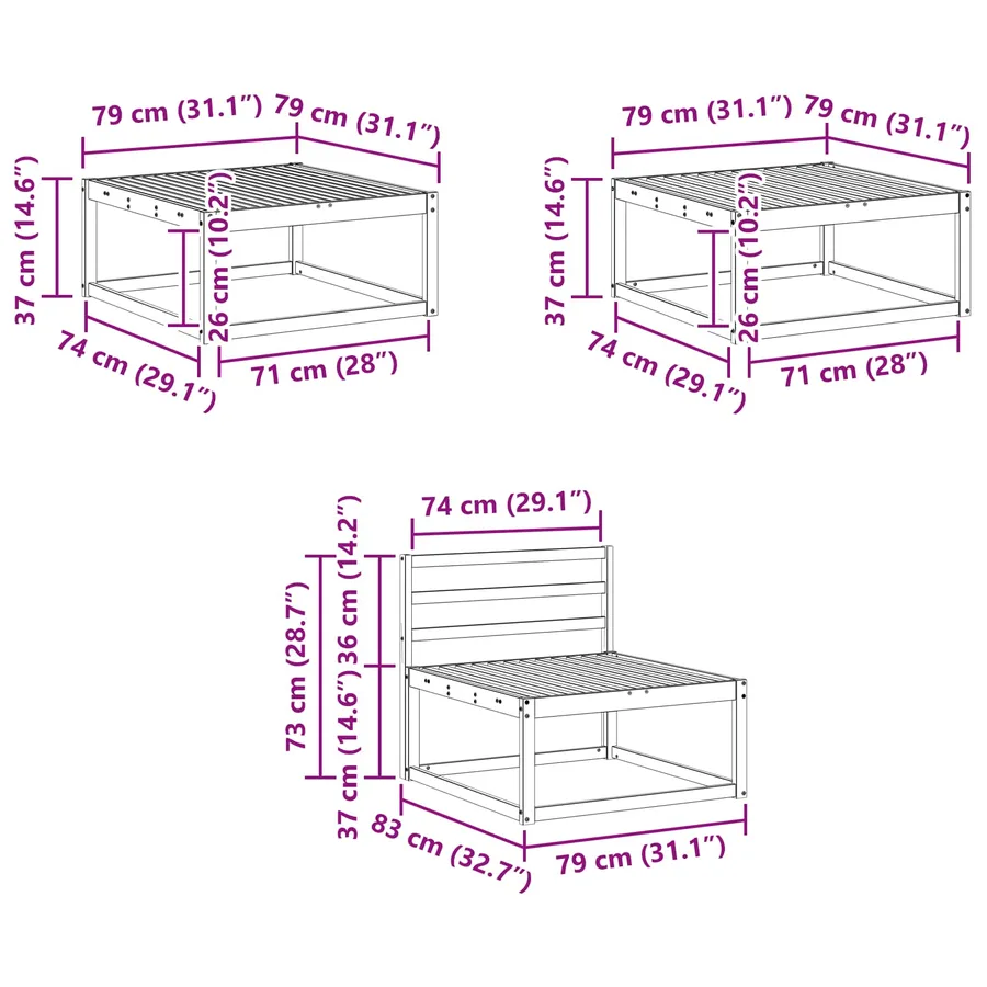 Ensemble de canapés d'extérieur 6 pcs Blanc 79 x 79 x 37 cm - 9