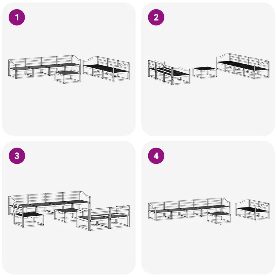 Ensemble de canapés d'extérieur 8 pcs Blanc - 7