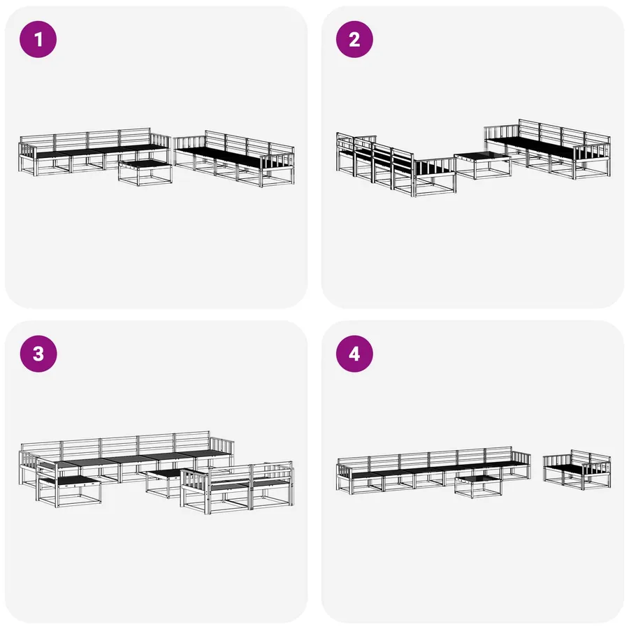 Ensemble de canapés d'extérieur 9 pcs Blanc 79 x 79 x 37 cm - 7