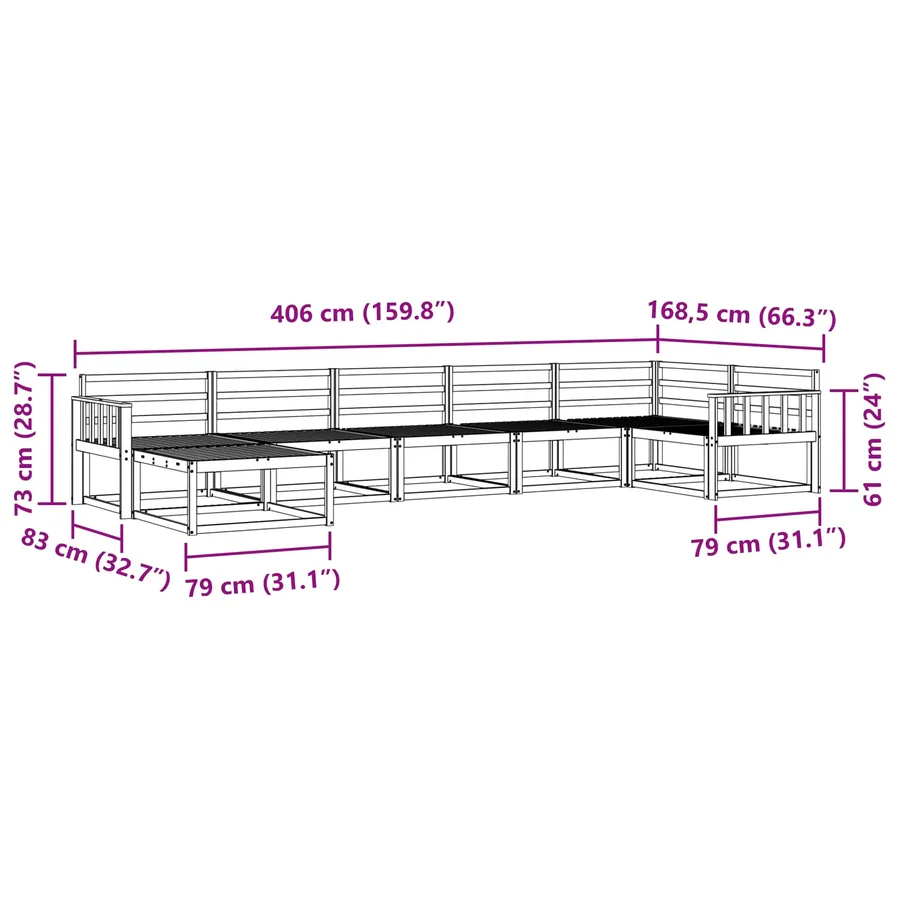 Ensemble de canapés d'extérieur 7 pcs Blanc - 9