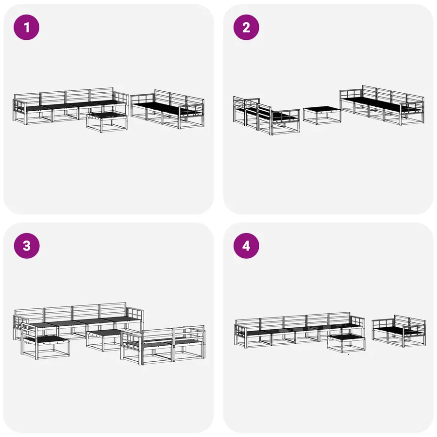Ensemble de canapés d'extérieur 8 pcs Blanc - 7