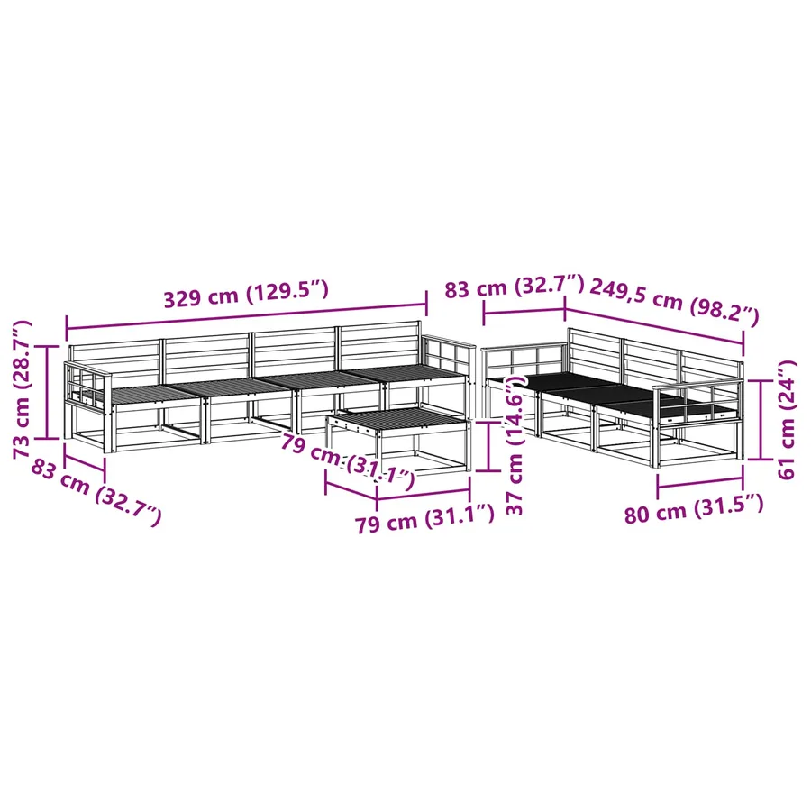 Ensemble de canapés d'extérieur 8 pcs Blanc - 8