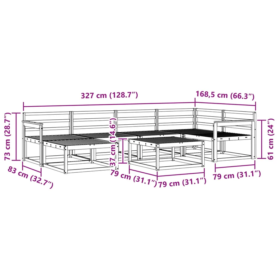 Ensemble de canapés d'extérieur 7 pcs Blanc - 9