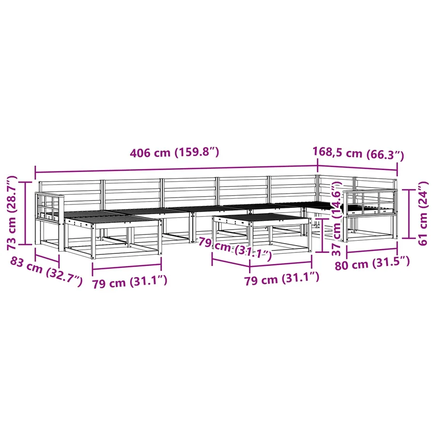 Ensemble de canapés d'extérieur 8 pcs Blanc - 8
