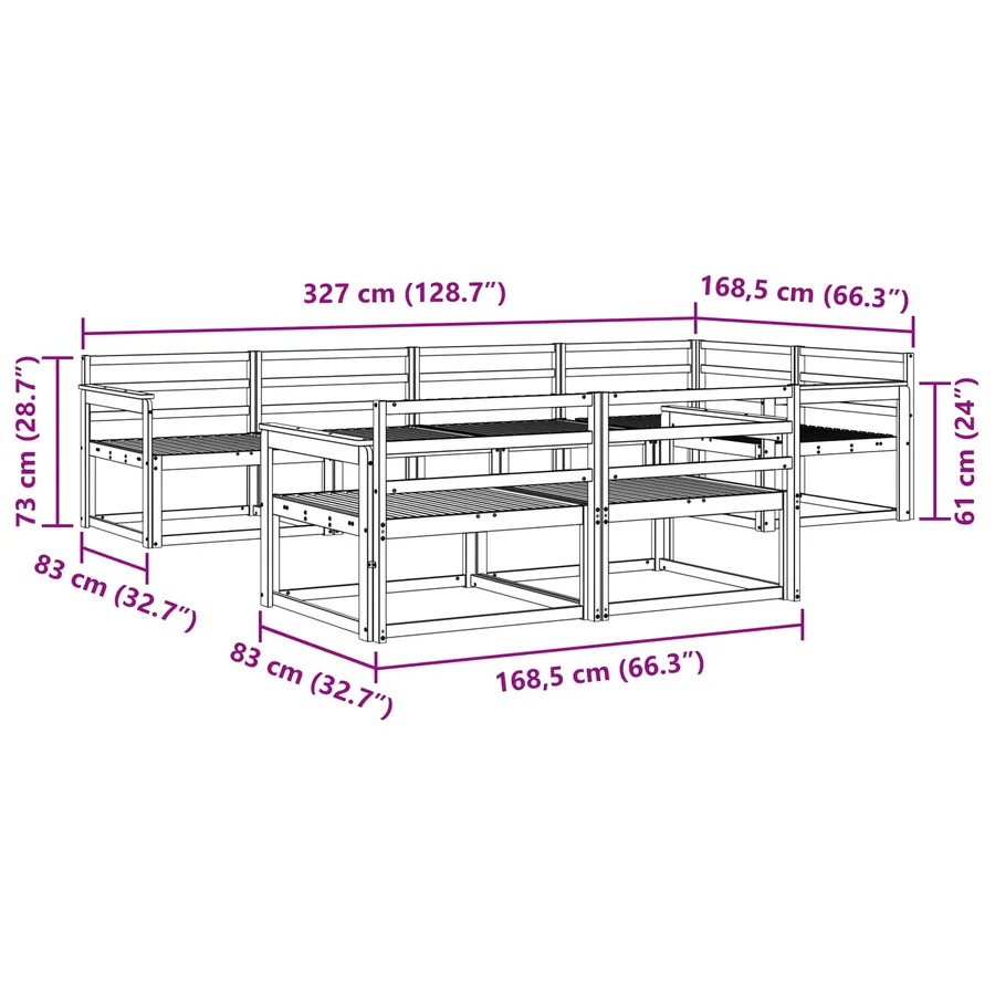 Ensemble de canapés d'extérieur 8 pcs Blanc 327 x 168,5 x 73 cm - 6