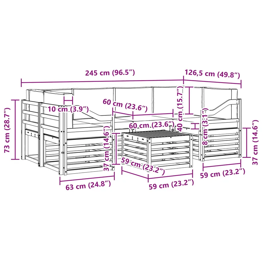 Ensemble de canapés d'extérieur 7 pcs Blanc et Beige Polyester - 7