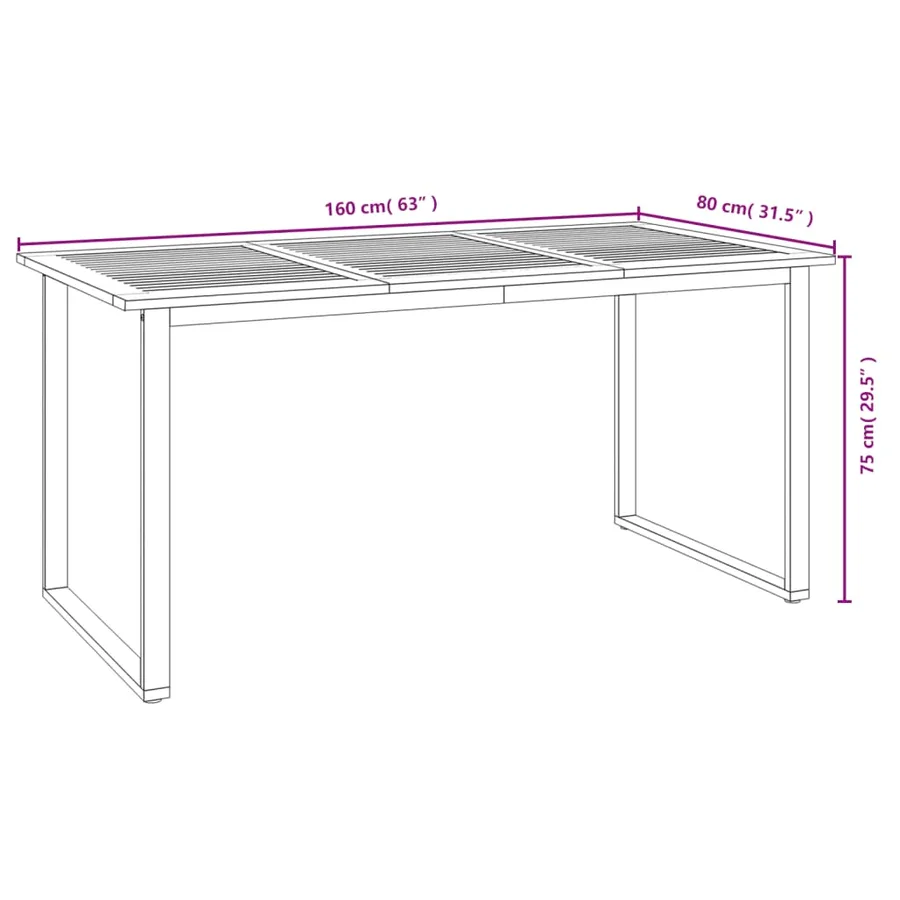 Ensemble à manger de jardin 7 pcs bois d'acacia solide et métal - 8