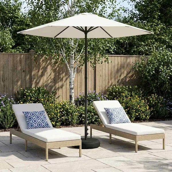 Parasol de jardin avec base 230 x 230 cm Polyester