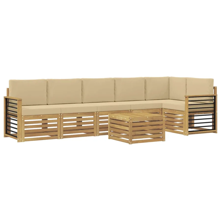 Ensemble de canapés d'extérieur 7 pcs Blanc et Beige - 2