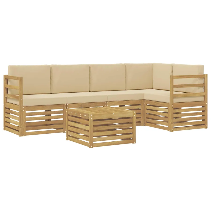 Ensemble de canapés d'extérieur 6 pcs Blanc et Beige - 2