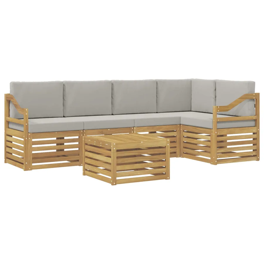 Ensemble de canapés d'extérieur 6 pcs Blanc et gris clair - 2