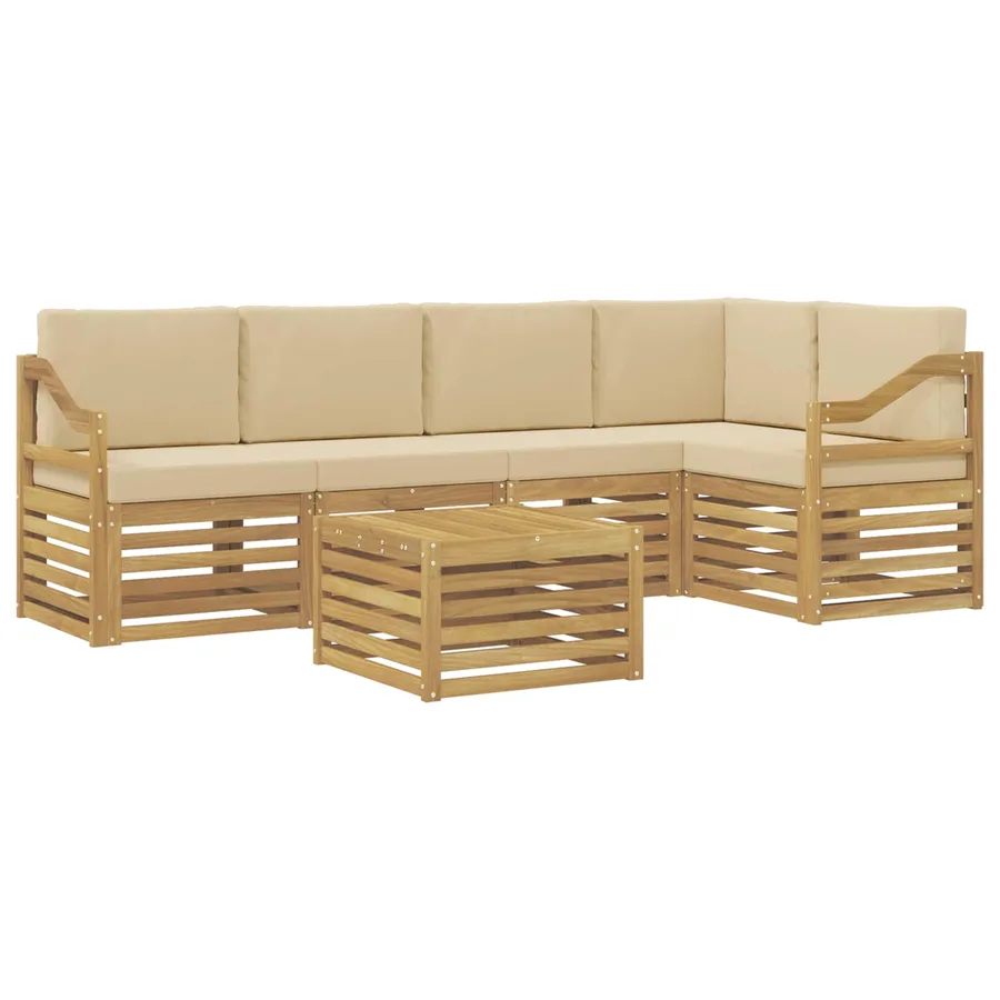 Ensemble de canapés d'extérieur 6 pcs Blanc et Beige - 2